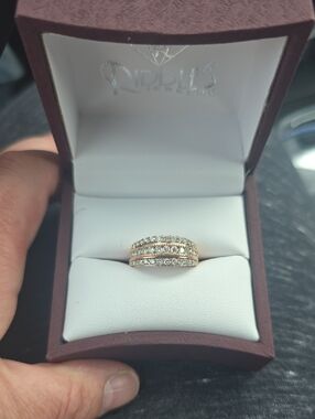 Rose Gold Triple Row Diamond Ring
